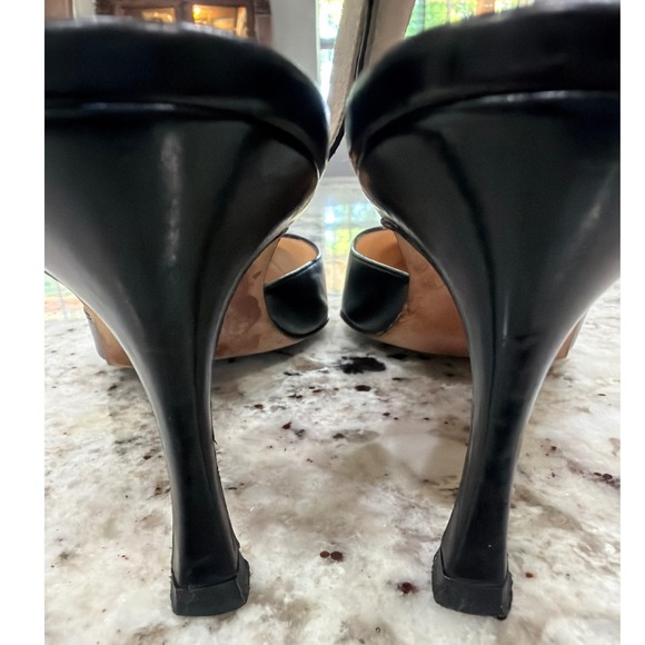 Manolo Blahnik Black Leather Slingback Kitten Heel Pumps Size 37 US 6.5–7 Italy - Picture 8 of 14